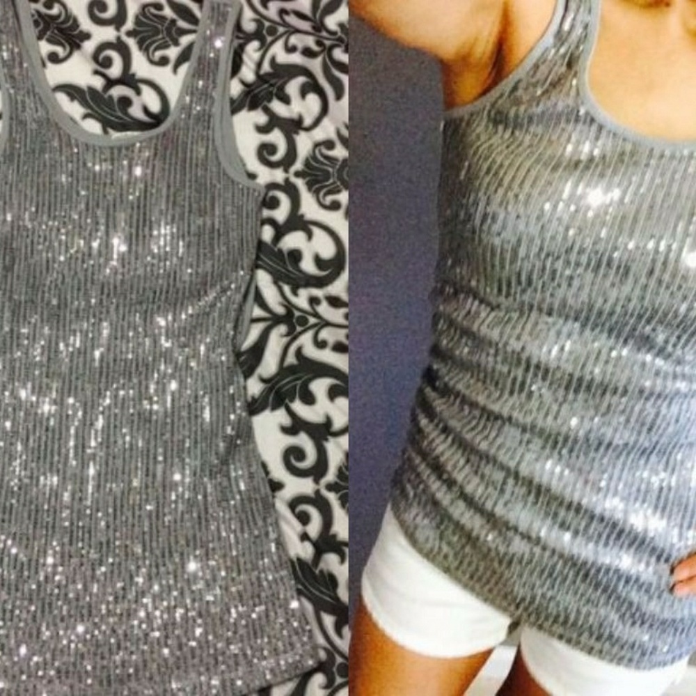 Charlotte Russe Sequins Bling Tank Top